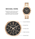 Michael Kors Lennox Chronograph Black Dial Rose Gold Steel Strap Watch For Men - MK9119