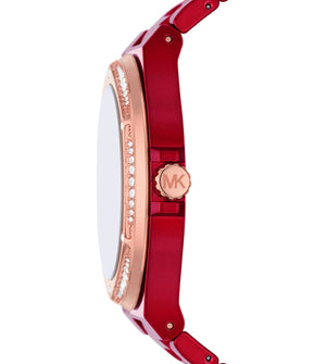 Buy Shop Michael Kors Lennox Analog Crystals Red Dial Red Steel Strap Watch for Women - MK7455 USA Online