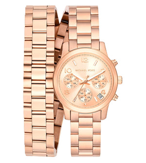 Buy Shop Michael Kors Runway Chronograph Analog Rose Gold Dial Rose Gold Steel Strap Watch for Women - MK7453 USA Online