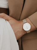 Buy Shop Daniel Wellington Classic Petite White Dial Gold Mesh Bracelet Watch For Women - DW00100348 USA Online