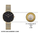 Buy Shop Daniel Wellington Classic Petite Black Dial Gold Mesh Bracelet Watch For Women - DW00100347 USA Online