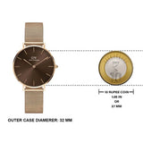 Buy Shop Daniel Wellington Petite Melrose Brown Dial Rose Gold Mesh Strap Watch For Women - DW00100477 USA Online