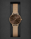 Buy Shop Daniel Wellington Petite Amber Brown Dial Gold Mesh Strap Watch For Women - DW00100476 USA Online