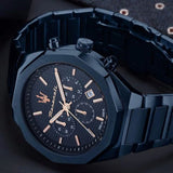 Buy Shop Maserati Stile Chronograph Blue Dial Blue Steel Strap Watch For Men - R8873642008 USA Online
