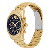 Michael Kors Lexington Chronograph Blue Dial Gold Steel Strap Watch for Men - MK9153