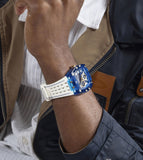 Buy Shop Guess Phoenix Analog Blue Dial White Silicone Strap Watch For Men - GE0499G6 USA Online