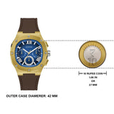 Buy Shop Guess Headline Chronograph Blue Dial Brown Silicone Strap Watch For Men - GW0571G5 USA Online
