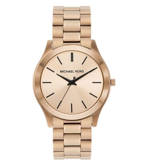 Buy Shop Michael Kors Slim Runway Three-Hand Gold Dial Gold Steel Strap Watch for Women - MK9122 USA Online