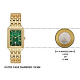 Buy Shop Fossil Raquel Three Hand Date Green Dial Gold Steel Strap Watch For Women - ES5341 USA Online