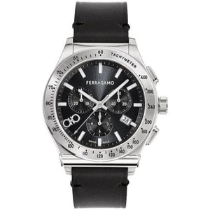 Buy Shop Salvatore Ferragamo 1927 Chrono Analog Black Dial Black Leather Strap Watch for Men - SFKZ00123 USA Online