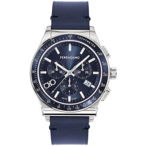 Buy Shop Salvatore Ferragamo 1927 Chrono Analog Blue Dial Blue Leather Strap Watch for Men - SFKZ00223 USA Online