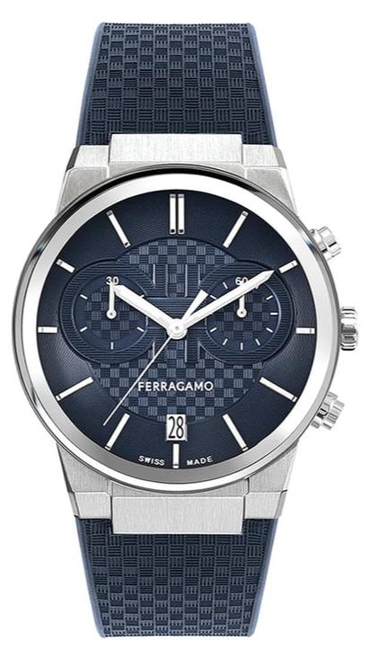 Buy Shop Salvatore Ferragamo Sapphire Chrono Blue Dial Blue Rubber Strap Watch for Men - SFME00923 USA Online