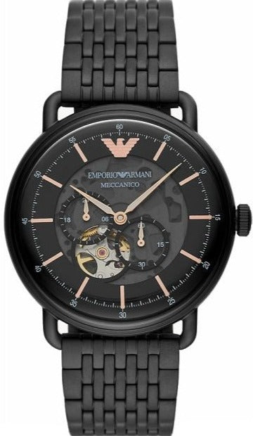 Buy Shop Emporio Armani Automatic Multifunction Black Dial Black Mesh Bracelet Watch For Men - AR60025 USA Online