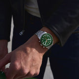 Buy Shop Fossil Sport Tourer Chronograph Green Dial Silver Steel Strap Watch for Men - FS6048 USA Online