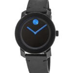 Buy Shop Movado Bold TR90 Black Dial Black Leather Strap Watch For Men - 3600307 USA Online