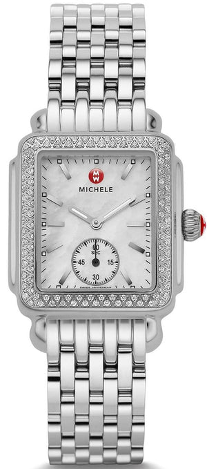 Buy Shop Michele Deco Silver Dial Silver Steel Strap Watch For Women - MWW06V000001 USA Online