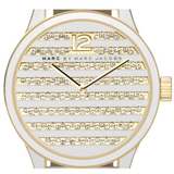 Buy Shop Marc Jacobs Lidia Stripe White Dial White Leather Strap Watch for Women - MBM1164 USA Online