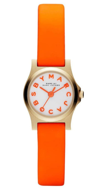 Buy Shop Marc Jacobs Henry Dinky White Dial Orange Leather Strap Watch for Women - MBM1236 USA Online