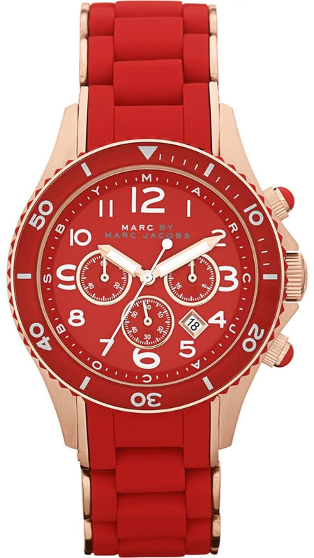 Buy Shop Marc Jacobs Rock Chronograph Red Dial Red Silicone Strap Watch for Women - MBM2577 USA Online