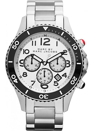Buy Shop Marc Jacobs Rock Chronograph White Dial Silver Steel Strap Watch for Men - MBM5027 USA Online