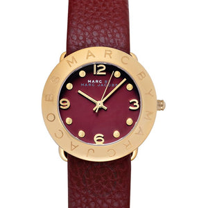 Buy Shop Marc Jacobs Amy Red Dial Burgundy Leather Strap Watch for Women - MBM1152 USA Online