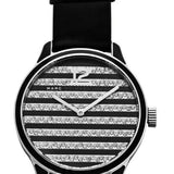 Buy Shop Marc Jacobs Lidia Stripe Glitz Black Dial Black Leather Strap Watch for Women - MBM1166 USA Online