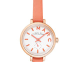 Marc Jacobs Sally White Dial Peach Leather Strap Watch for Women - MBM1355