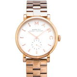 Marc Jacobs Baker White Dial Rose Gold Steel Strap Watch for Women - MBM3244