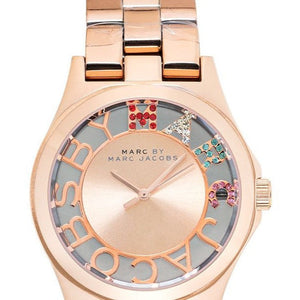 Buy Shop Marc Jacobs Henry Skeleton Rose Gold Dial Rose Gold Steel Strap Watch for Women - MBM3264 USA Online