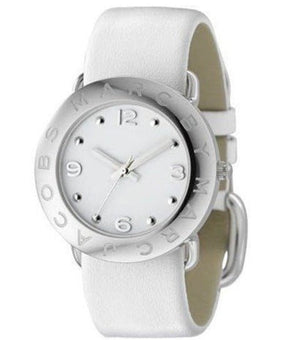 Buy Shop Marc Jacobs Amy White Dial White Leather Strap Watch for Women - MBM1136 USA Online