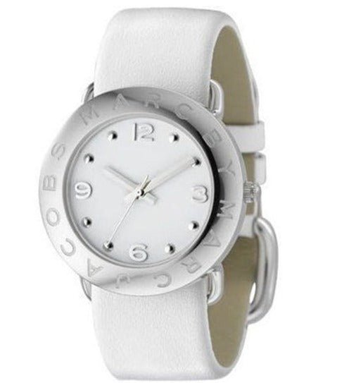 Buy Shop Marc Jacobs Amy White Dial White Leather Strap Watch for Women - MBM1136 USA Online