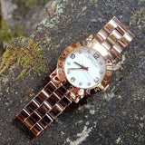 Buy Shop Marc Jacobs Amy White Dial Rose Gold Steel Strap Watch for Women - MBM3077 USA Online