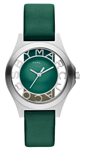 Buy Shop Marc Jacobs Henry Skeleton Green Dial Green Leather Strap Watch for Women - MBM1336 USA Online