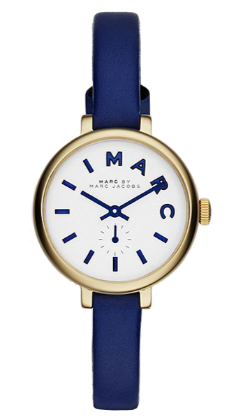 Buy Shop Marc Jacobs Sally White Dial Blue Leather Strap Watch for Women - MBM1354 USA Online