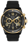 Bulova Marine Star Chronograph Black Dial Black Rubber Strap Watch for Men - 98B278