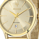 Buy Shop Maserati Epoca Golden Dial Golden Mesh Bracelet Watch For Men - R8853118003 USA Online