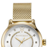 Maserati Epoca Mother of Pearl Dial Yellow Gold Mesh Strap Watch For Women - R8853118502