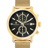 Buy Shop Maserati Epoca 42mm Black Dial Gold Mesh Bracelet Watch For Men - R8873618007 USA Online