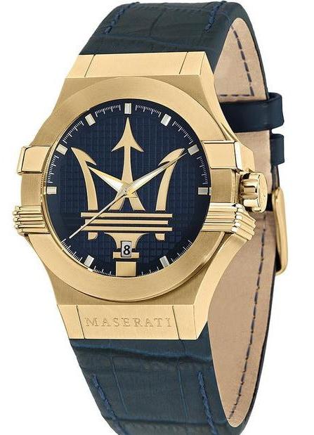 Buy Shop Maserati Potenza Blue Dial Blue Leather Strap Watch For Men - R8851108035 USA Online