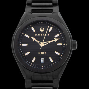 Buy Shop Maserati Triconic Analog Black Dial Black Steel Strap Watch For Men - R8853139004 USA Online