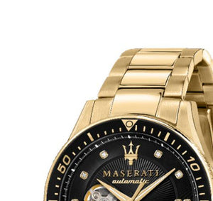 Buy Shop Maserati SFIDA Black Dial Yellow Gold Toned Watch For Men - R8823140003 USA Online