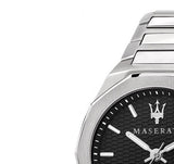Buy Shop Maserati Stile Analog Black Dial Silver Steel Strap Watch For Men - R8853142003 USA Online