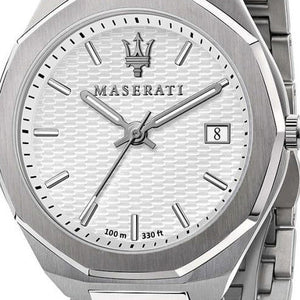 Buy Shop Maserati Stile 3H White Dial Silver Steel Strap Watch For Men - R8853142005 USA Online