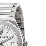 Buy Shop Maserati Stile 3H White Dial Silver Steel Strap Watch For Men - R8853142005 USA Online