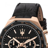Buy Shop Maserati Stile Black Matte Dial Black Leather Strap Watch For Men - R8871642001 USA Online