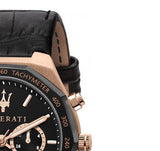 Buy Shop Maserati Stile Black Matte Dial Black Leather Strap Watch For Men - R8871642001 USA Online