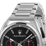 Maserati Trimarano Chronograph Black Dial Silver Stainless Steel Strap Watch For Men - R8873632003