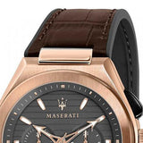 Buy Shop Maserati Triconic Chronograph Grey Dial Brown Leather Strap Watch For Men - R8871639003 USA Online