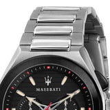 Maserati Triconic Chronograph Black Dial Silver Steel Strap Watch For Men - R8873639002