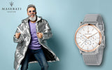 Buy Shop Maserati Epoca White Dial Chronograph Silver Mesh Bracelet Watch For Men - R8873618009 USA Online